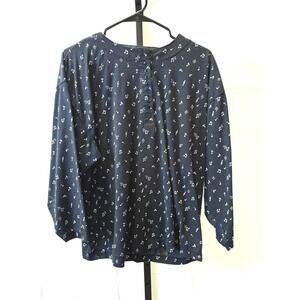 Lauren Brooke Women's Long Sleeve Button-Up Top with Musical Note Print 20W